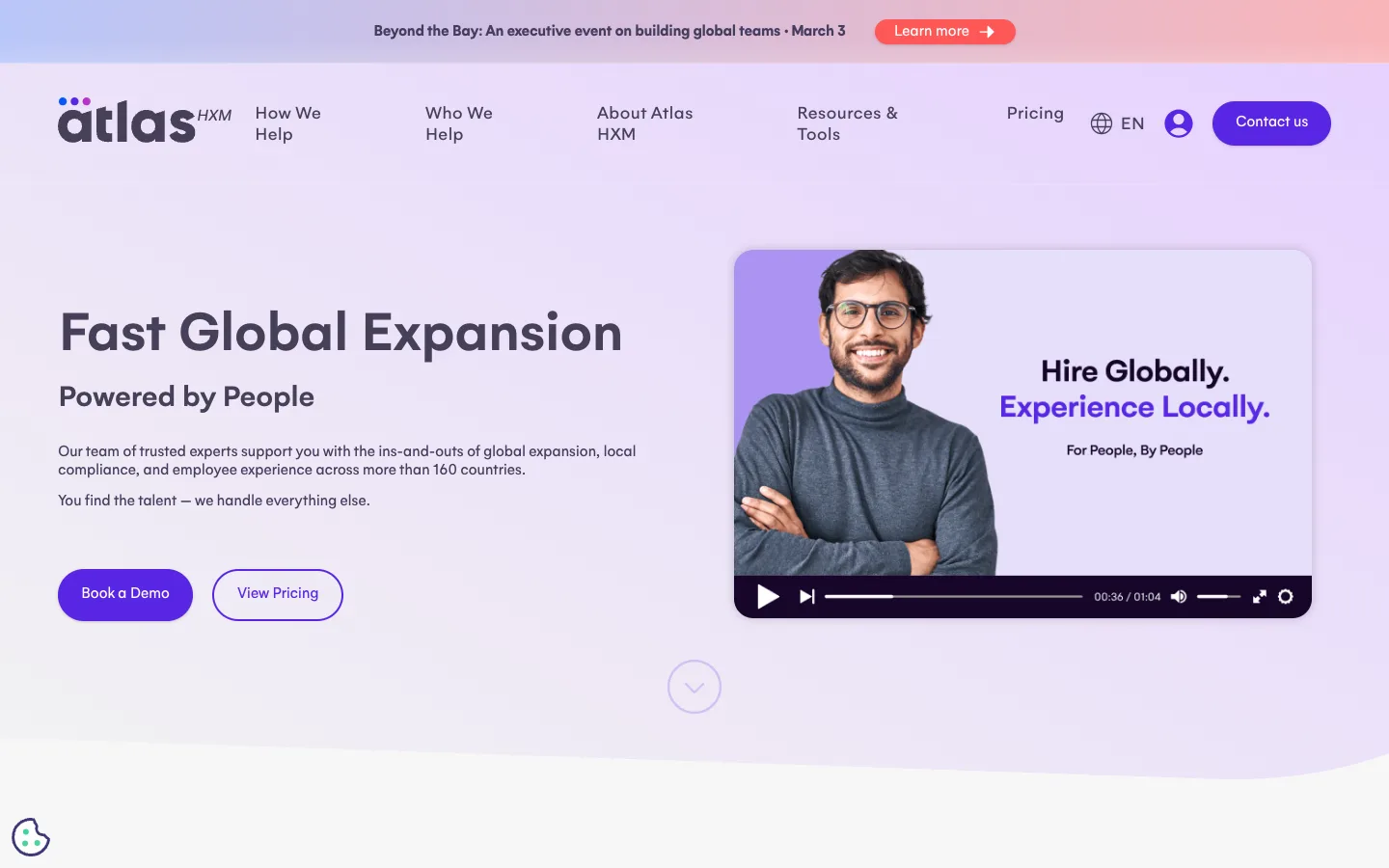 Atlas HXM website homepage