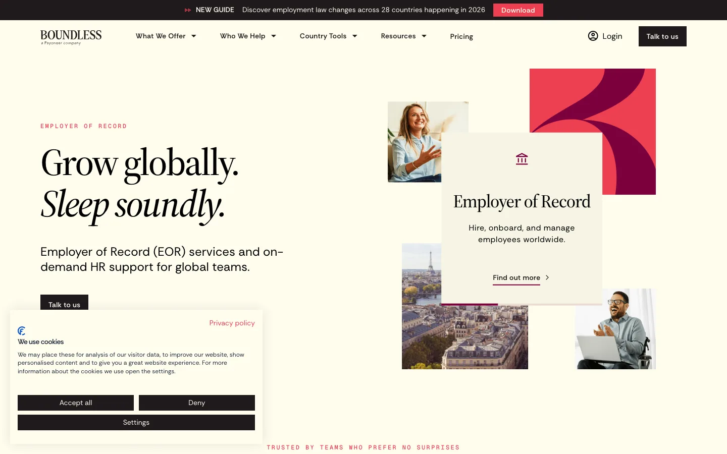 Boundless website homepage
