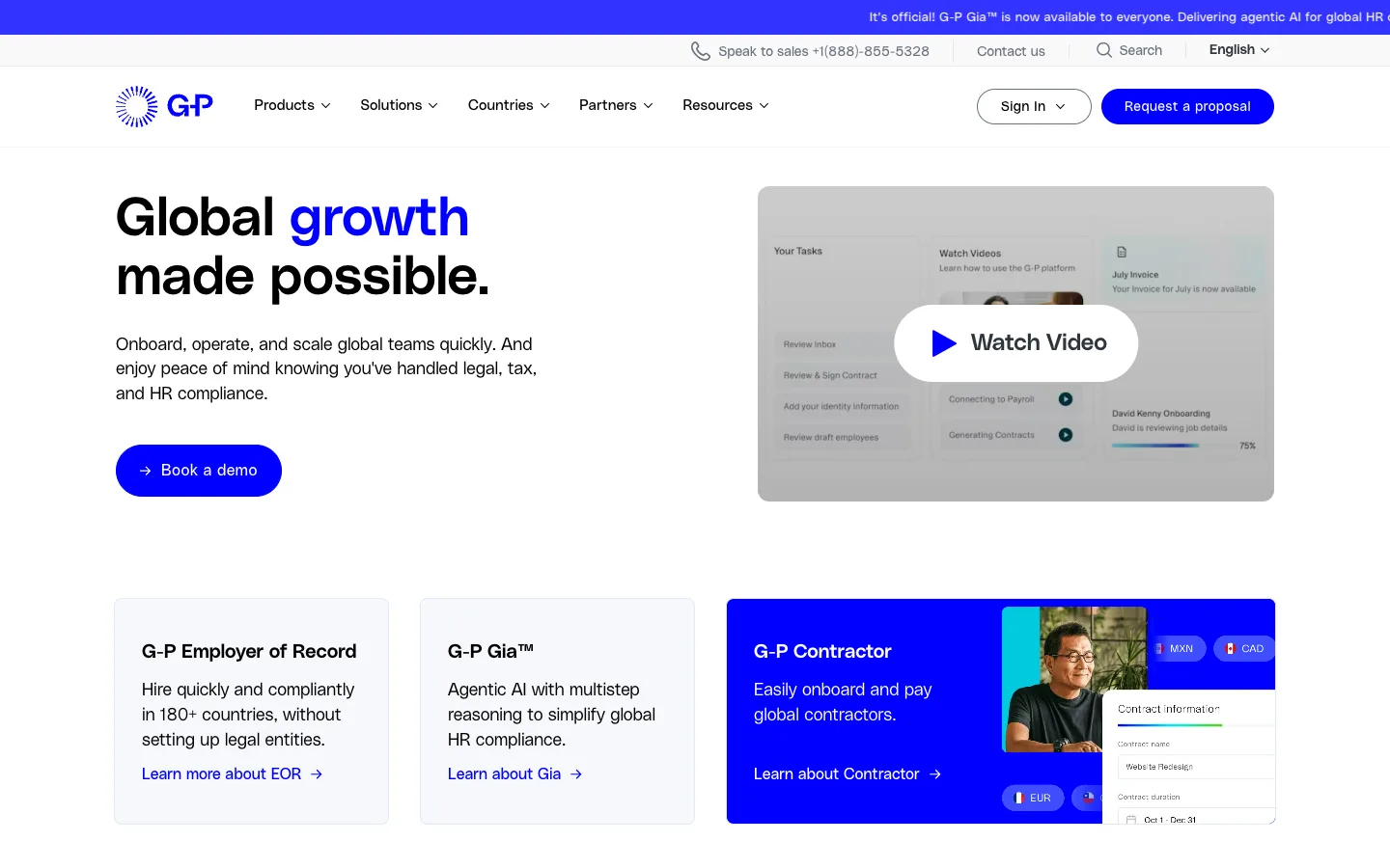 G-P website homepage