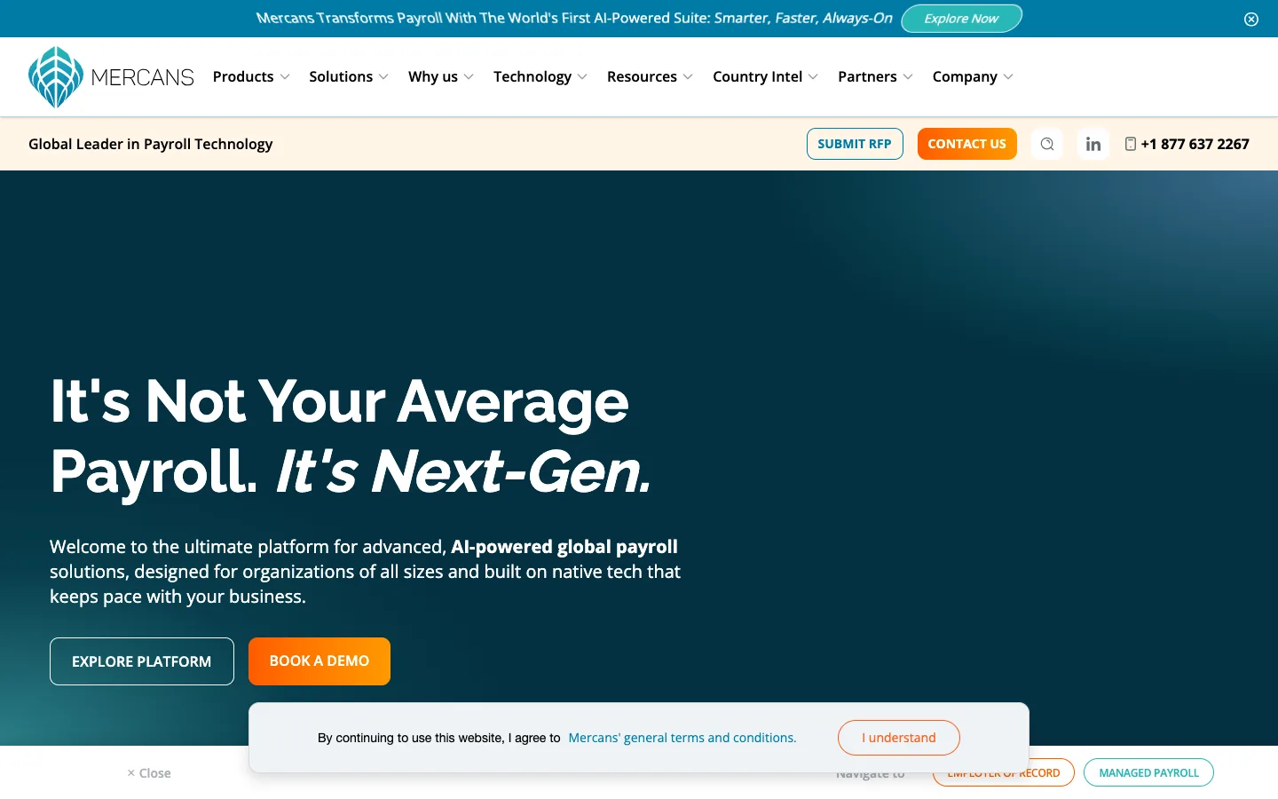 Mercans website homepage