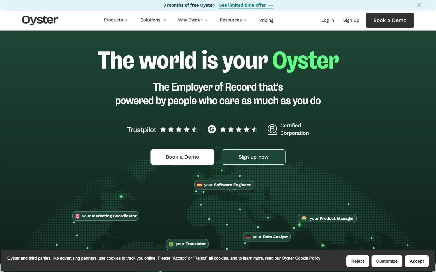 Oyster HR website homepage