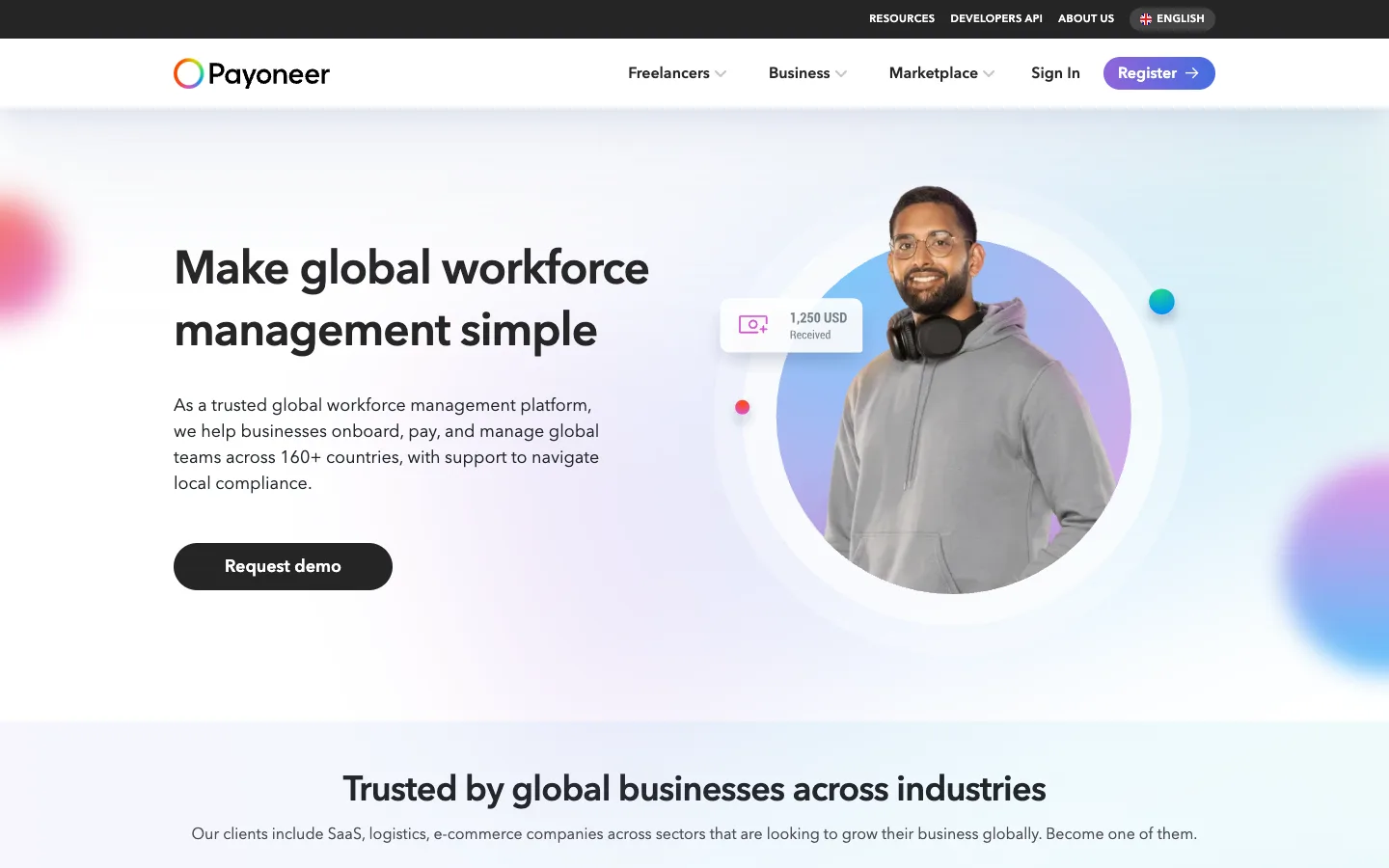 Payoneer WFM website homepage