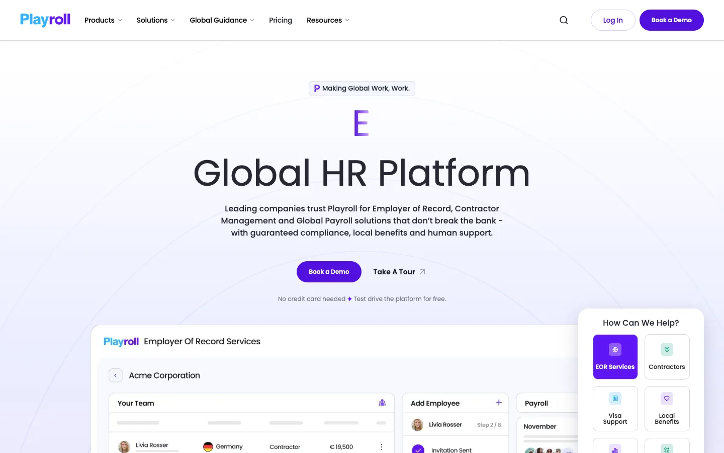 Playroll website homepage