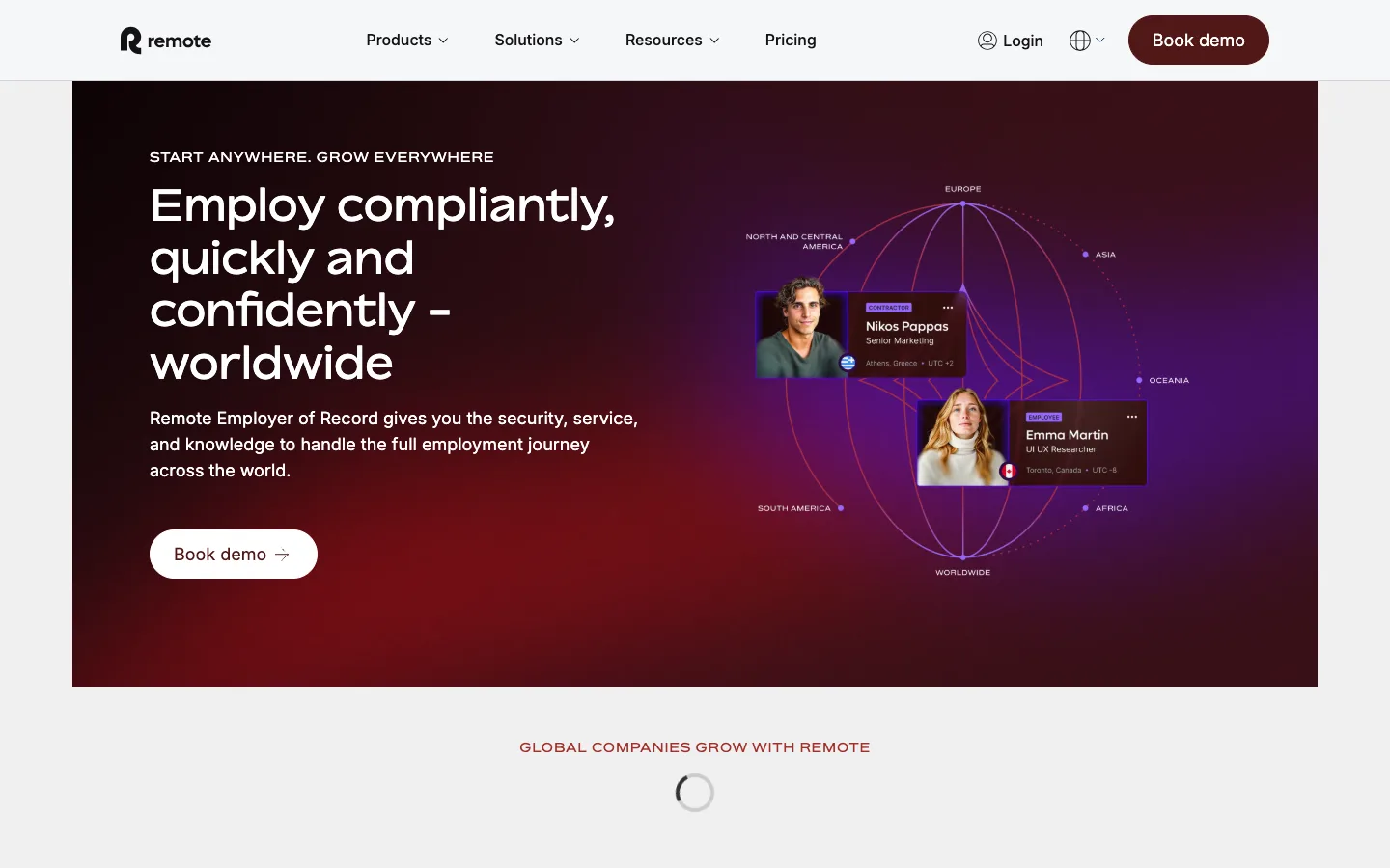 Remote employer of record features