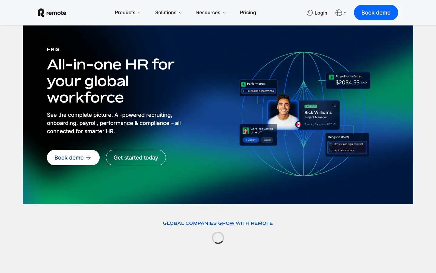 Remote HRIS software interface