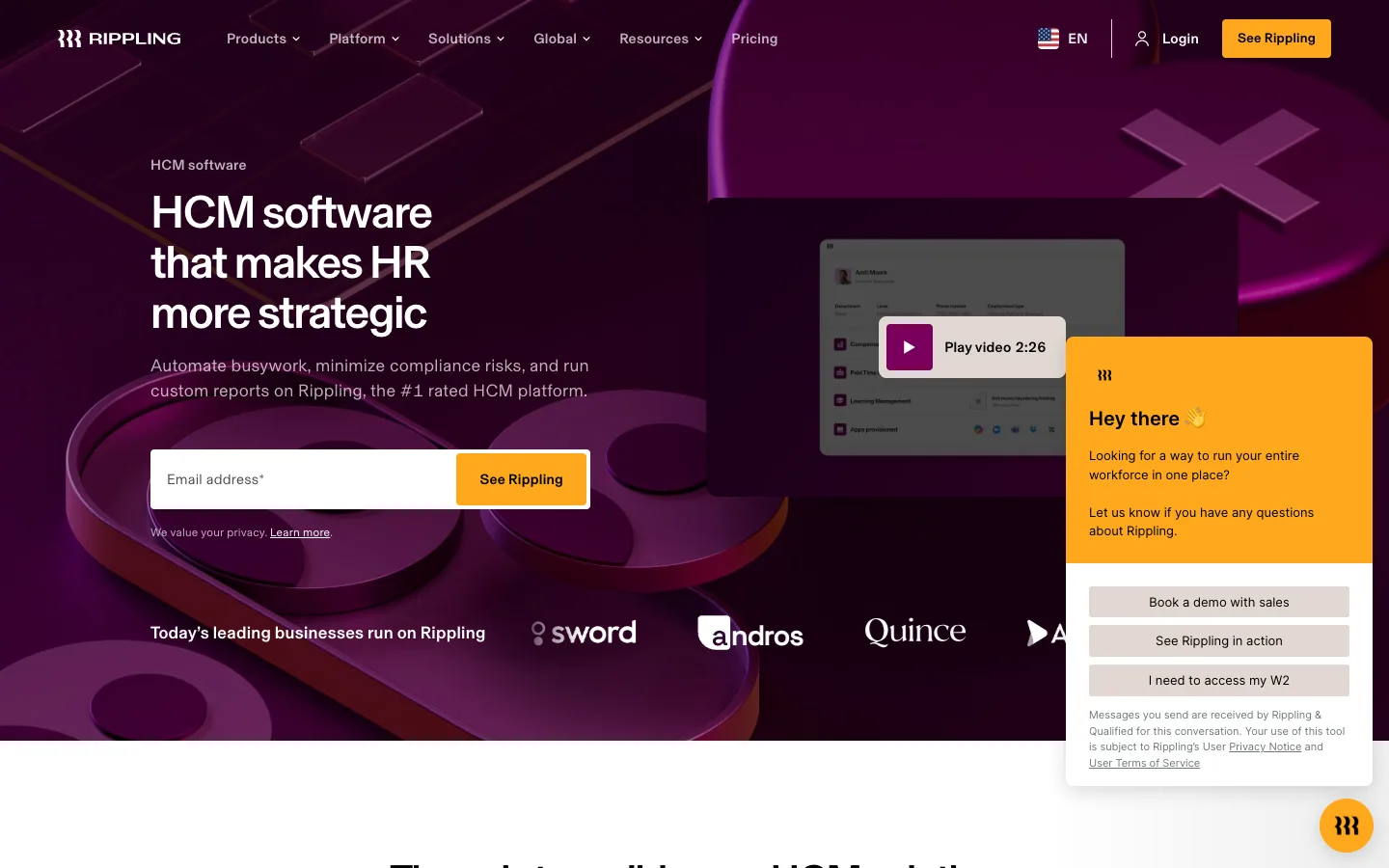 Rippling HR management dashboard