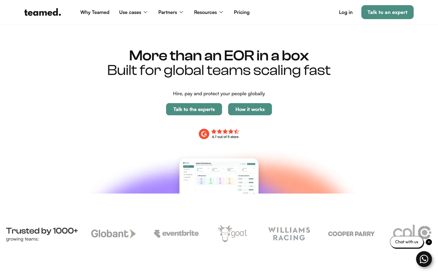 Teamed website homepage