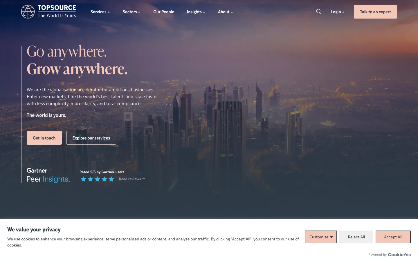 TopSource Worldwide website homepage